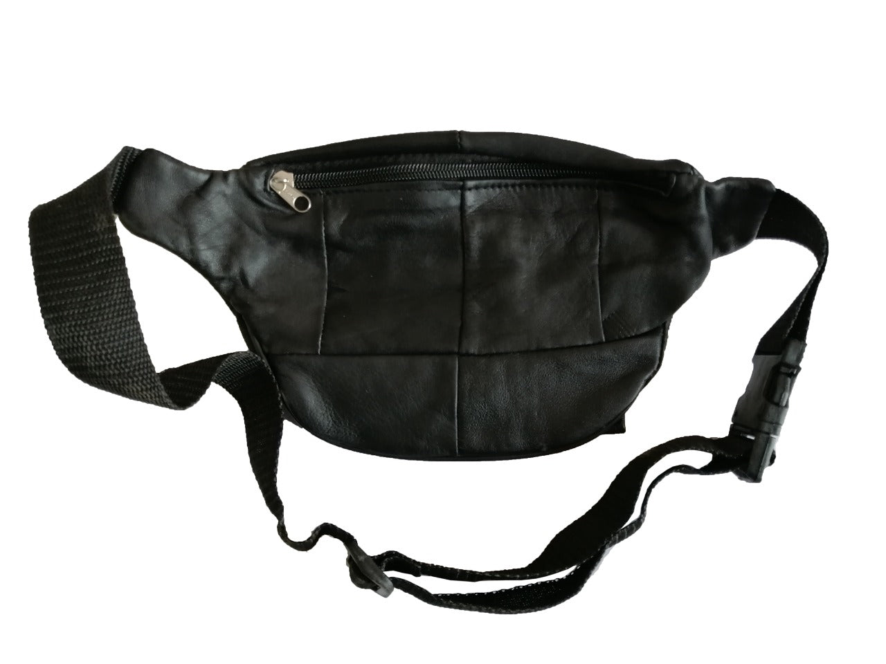 Black Leather Waist Bag / Fanny Pack
