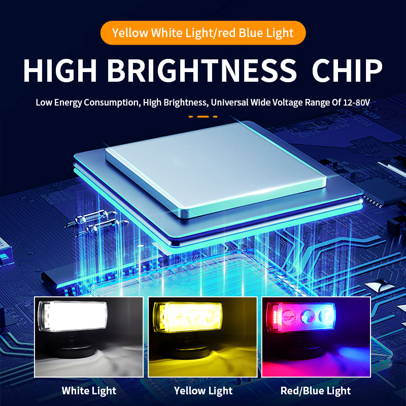 High Brightness 3LED Motorcycle Spotlight 12V–80V – Multi-Color Strobe Fog Light for Motorbike, ATV, UTV, and Off-Road Vehicles