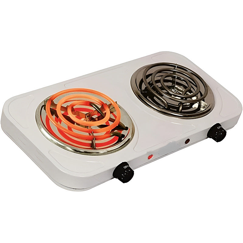 2000W Electric Dual Burner Stove – Portable Double Hot Plate with 5-Level Temperature Control, Spiral Coils & Overheat Protection