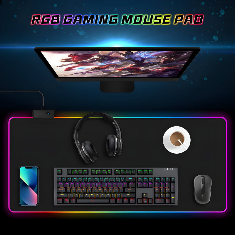 RGB-01 XL Size Soft Microfiber Surface Gaming Mousepad With 14-Color RGB Lighting